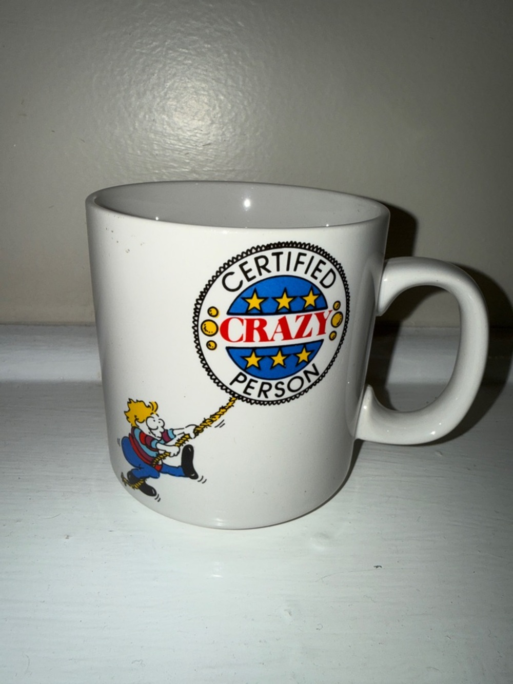 Russ White Ceramic "Certified Crazy Person" Coffee Mug with Colorful Graphic